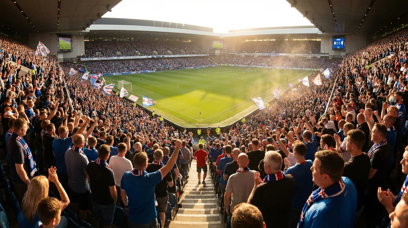 Kibice na stadionie piłkarskim obserwujący mecz z trybun