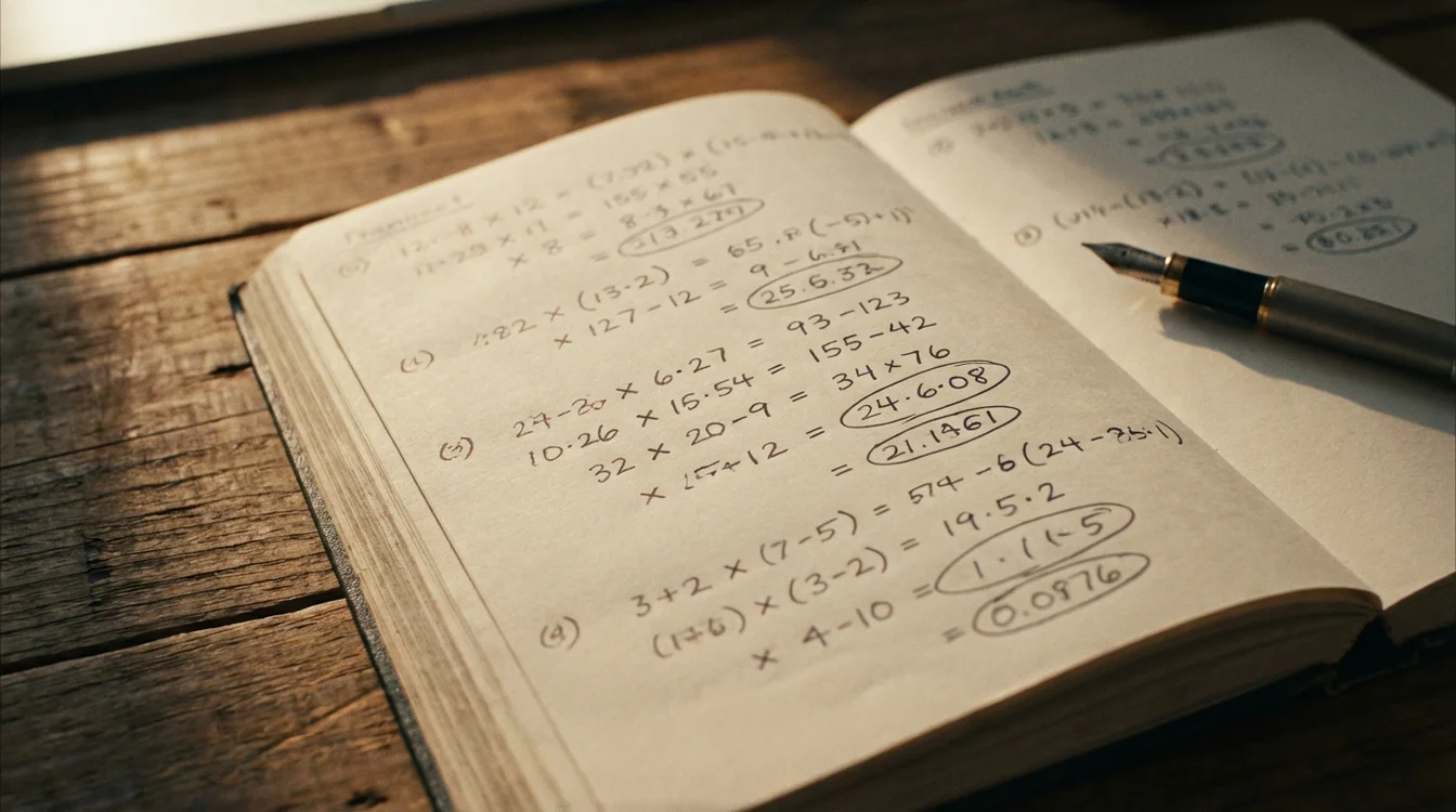 Notatnik z wyliczeniami matematycznymi dotyczącymi obrotu bonusu